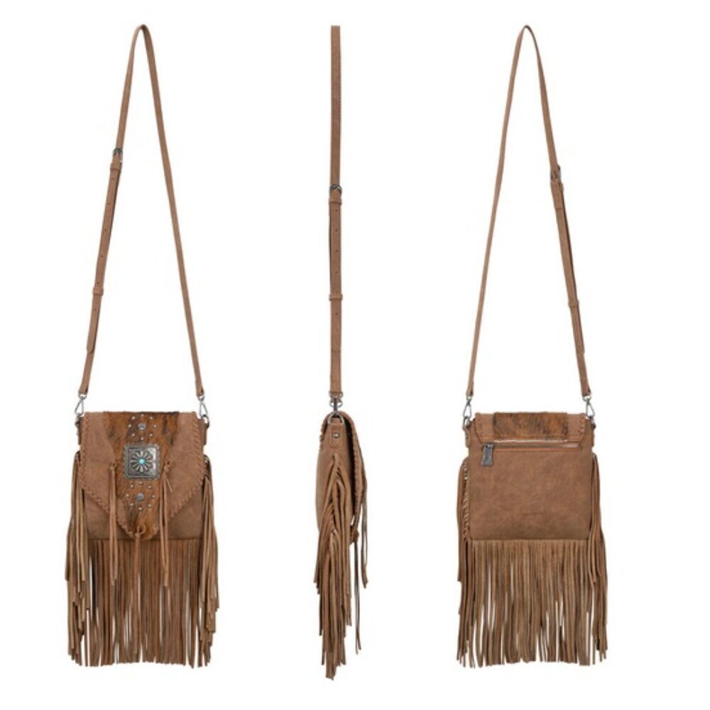 Montana West Fringe Hair-On Cowhide Crossbody - Brown - Picture 11 of 12